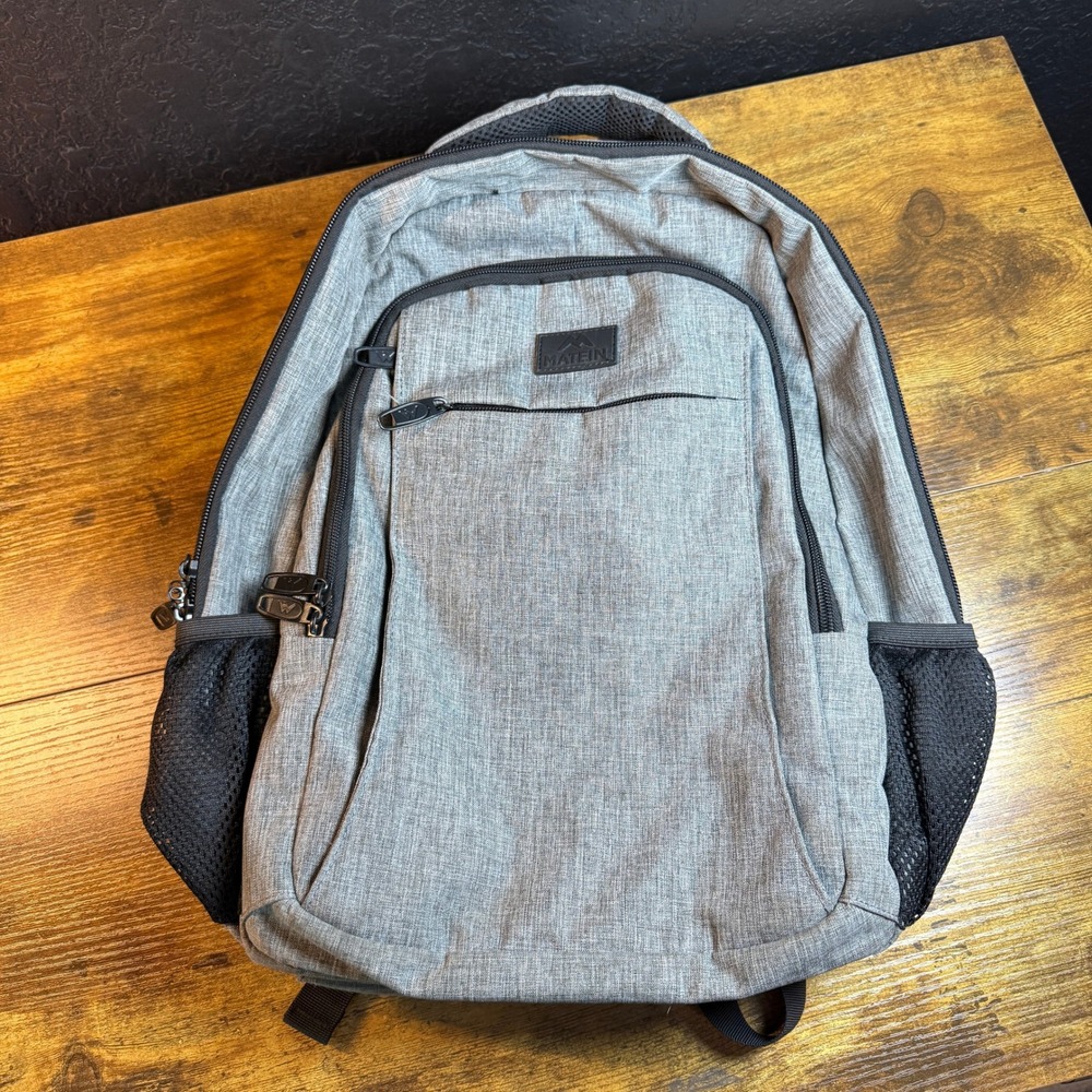 Matein Travel‎ Laptop Backpack Grey Polyester Backpack Unisex Large